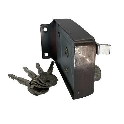 门锁铁双钩舌 黑色烤漆哑光处理 大门锁2.0厚插芯锁美式门锁批发