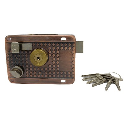 门锁铜芯旧门锁麻点锁铁包铝铜包铝勾手锁双舌外装门锁现代门锁