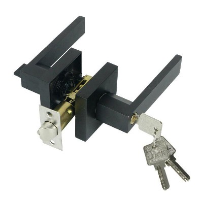 美式门锁方形黑色房门锁北欧执手单舌锁家用轻音卧室卫生间通用型