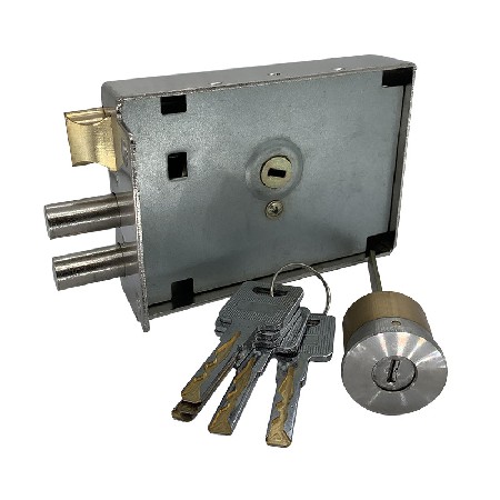 定制外装门锁3.0直角9219电镀银拉丝全铜叶片锁头带防钻盖礼盒装