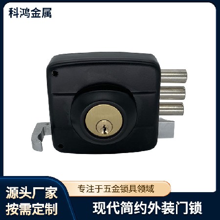 厂家直供P-2300外贸门锁三圆柱铜盖锌合金锁头分体锁室外门锁批发