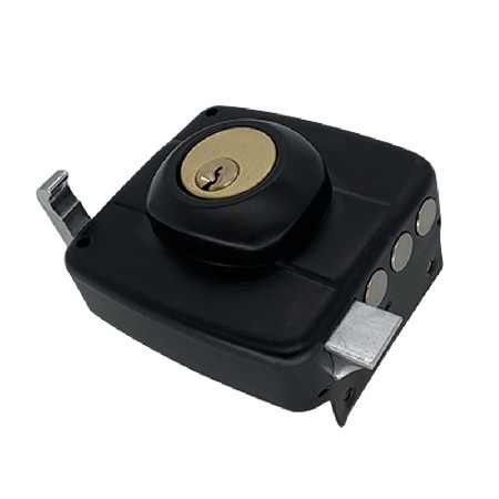 方锁铁盒锁黑色喷漆三铁柱插芯锁室外门锁铁质拉手锁户外门锁批发