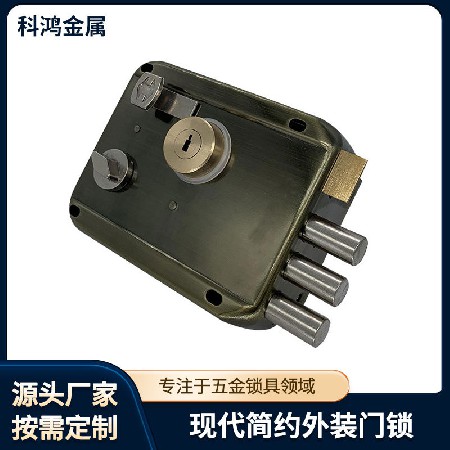 工厂批发DOOR LOCK三圆柱机械锁RIM LOCK带通连体锁青古色室外锁