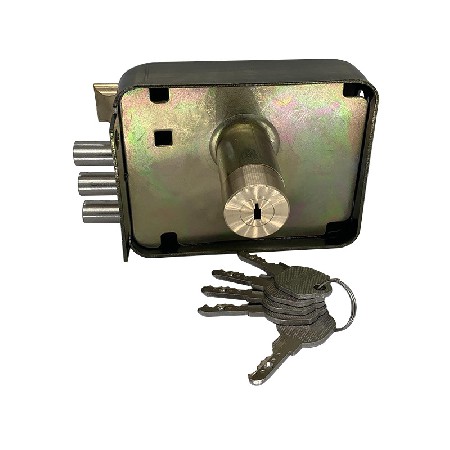 工厂批发DOOR LOCK三圆柱机械锁RIM LOCK带通连体锁青古色室外锁