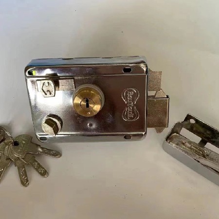 链条门锁311铜头圆柱十字古铜锁外装门锁机械门锁门锁方锁宿舍锁