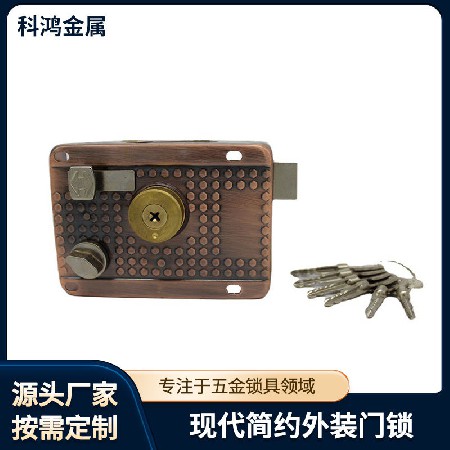 门锁铜芯旧门锁麻点锁铁包铝铜包铝勾手锁双舌外装门锁现代门锁