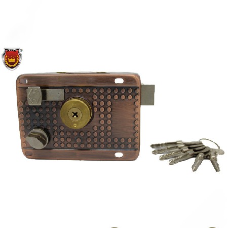 门锁铜芯旧门锁麻点锁铁包铝铜包铝勾手锁双舌外装门锁现代门锁