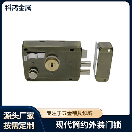 外装门锁内销锁门锁 全铜锁芯1.02.0一字青古机械门锁