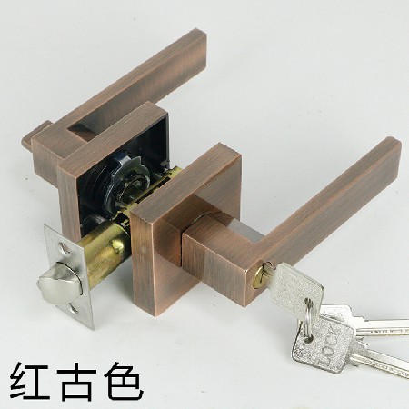 美式门锁方形黑色房门锁北欧执手单舌锁家用轻音卧室卫生间通用型