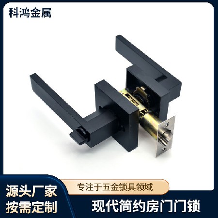 房间门锁美式门锁三杆执手锁房门锁单舌执手锁卧室房卫生间三杆式